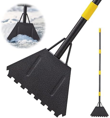 Schneeschaufel, 152.5CM Lange, Ergonomisches Schneeschieber, 4-Teiliges Abnehmbares Design, Einstellbare Tragbare EIS-/Schneeschaufel für Fahrspur, Camping, Garten