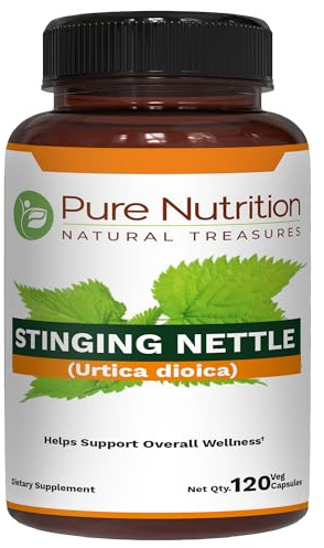 Pure Nutrition Stinging Nettle 20:1 Extract, 500mg per Caps | 120 Veg Caps | 4 Months Supply | Once Daily