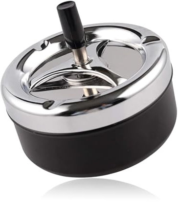 AMSNINK Moderner Aschenbecher Mit Deckel - Drehaschenbecher für Draussen, Windgeschützt für Home Office, Balkon, Partys, Outdoor