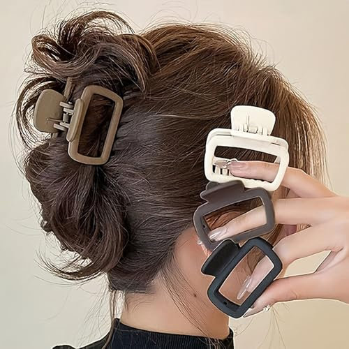 4pcs Elegante Quadratische Kleine Haarklammern Haarspangen Damen Dünnes Haar Claw Clip Matte Haarklammer Small Hair Clip Haarspange Haarclips Haarschmuck Square Hair Clips for Women Hair Accessories