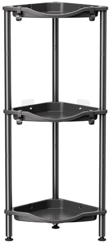 lifewit Mensola Doccia a 3 Livelli senza Foratura, Organizzatore Angolo per Bagno in Plastica, Porta Sapone, Mobiletto da Bagno per Shampoo, gel Doccia e Prodotti per la Cura della Pelle, 34cm L, Nero