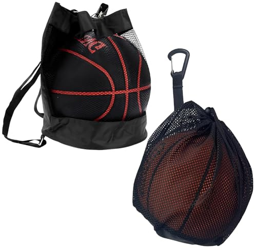 Red para pelotas de baloncesto, 1 pelota, juego de 2 piezas, bolsa de baloncesto y saco de pelota, red deportiva para baloncesto, fútbol y tenis, color negro de tela Oxford