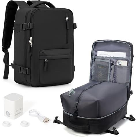 Vakuumryggsäck Handbagage Ryggsäck för Easyjet Reseryggsäck Vattentät Under-Sätet Handbagage Flygplan Resväska Weekendväska Vandringsryggsäck Casual Daypack, R1-Svart
