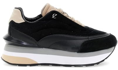 CAFèNOIR - Zapatillas De Running De Terciopelo Y Piel, para Mujer, Color Negro, Talla 40