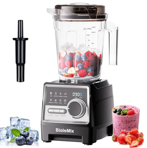 Biolomix Högpresterande mixer 1500 W 2,6 L Smoothie Maker | 28 000 varv/min, självrengörande, lämplig för smoothies med varma soppor, fruktjuice, diskmaskinssäker (T6100)
