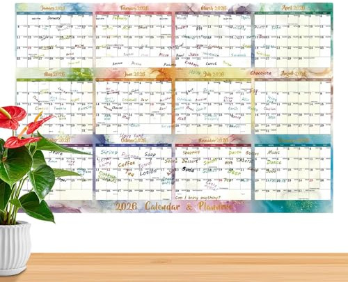 Calendario Da Parete Cancellabile 2026, Versatile E Facile Da Usare, Calendario Per Aule Scolastiche, Pianificatore Da Parete Per Studenti, Design Laminato, Per Casa, Soggiorno, Ufficio, La