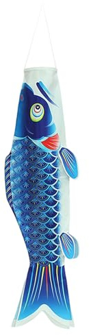 Ngbbby Manga de Viento de pez, Manga de Viento de pez Koinobori, Mangas de de Carpa Japonesa para decoración, Mangas de Colgantes para jardín, Azul, 100 cm/39, 37 Pulgadas