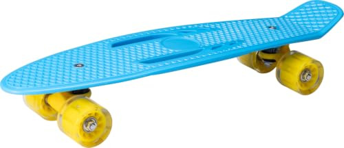 Envenzo Skateboard with LED Wheels, Cruiser Board for Kids and Beginners, Outdoor Street Skateboard, Blue, 56 x 10 x 10 cm