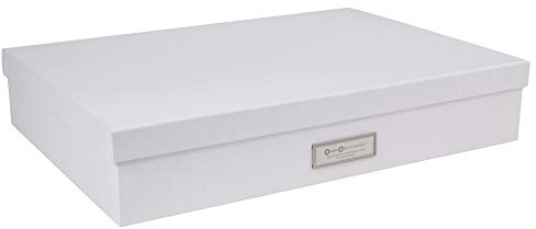 Bigso Box of Sweden Caja archivadora para documentos de tamaño A3 – Caja de almacenamiento con tapa y etiqueta – Organizador de cartas de tablero de fibras y papel – blanco