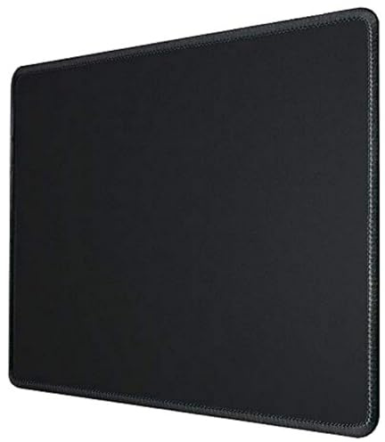 Silmo Musmatta S 32 x 27 cm, sydda kanter - Musmattor i tyg halkfri och tyst, Svart - för gaming, kontor, hemmakontor - tvättbar, rullbar - kantsöm