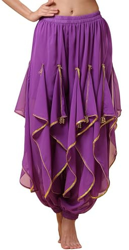 Baisdan Harem Pants - Costume da Danza del Ventre, Indiano, Arabo, Tribale, Ondulato, Pantaloni, Viola, Taglia Unica