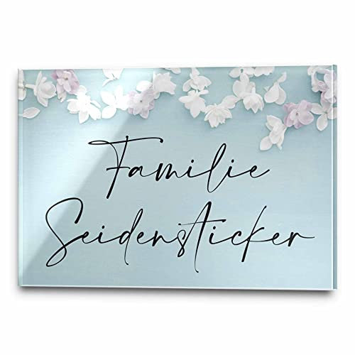 Edles Türschild mit Namen für die Haustür | Namensschild Briefkasten-Schild selbstklebend oder mit Bohrlöcher Klingelschild mit kratzfestem UV Druck | Größe ab 9x6 cm bunte Türschilder