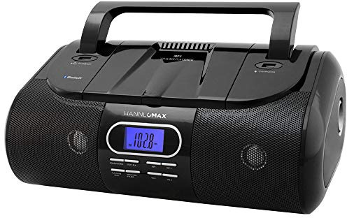 HANNLOMAX HX-318CD CD/MP3 Boombox, FM Radio, Bluetooth (Black)