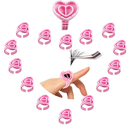 50 PCS Glue Holder Rings for Eyelash Extensions, Disposable Volume Lashes Quick Blossom Cups for Eye Makeup