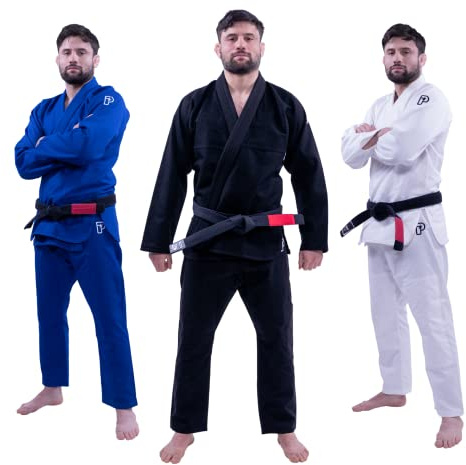 Progress Jiu Jitsu Academy Gi | Leichter BJJ Gi mit kostenlosem weißem Gürtel | BJJ Kimono für Damen & Herren | Reißfester Jiu Jitsu Kimono für Training & Wettkampf | Damen & Herren Kimono, Schwarz