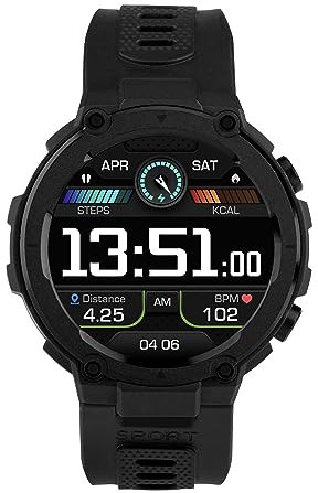 Sekonda Alpine GPS Smart Watch 50mm with Step, Distance, Calorie Tracker, Sleep Monitor, Continuous Heart Rate and Warning Monitor, Blood Oxygen, and GPS Tracker with Black Plastic Strap
