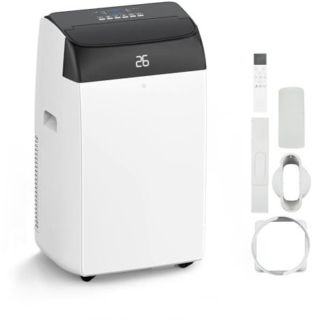 JustSmart Condizionatore Portatile 12000 BTUs 3 in 1, Raffreddamento, Display Digitale e Telecomando, Ventilatore con 3 Velocità, Deumidificatore 45L/giorno, Timer 24 Ore per Ambienti Domestici