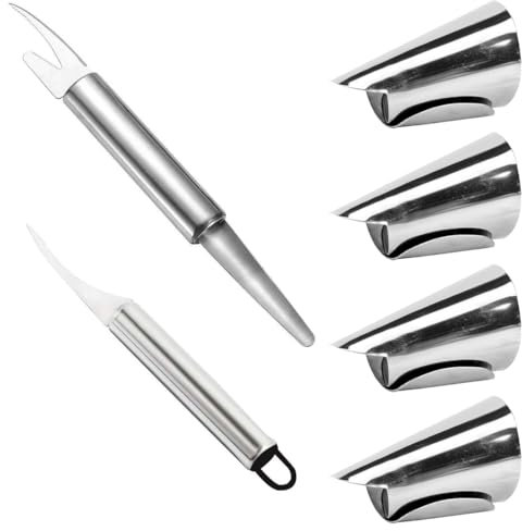 EIHI 2 pcs,5 In 1 Multifunctional Shrimp Like Fish Maw Knife,Avec 4 pièces d'accroche-doigts Shrimp Line Knife,Crevettes Couteau,éPlucheur De Crevettes,Couteau à Coquille De Crevettes