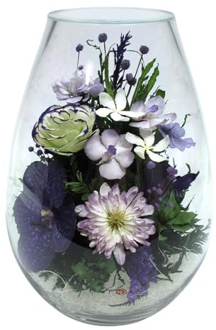 Fiora Flower Elegant Orchid Arrangement in Glass Vase | Preserved Real Orchids Lasting 5 Years | Ideal for Home Decor or Romantic Gift