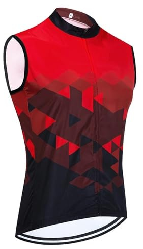 QAUUCP Maillot de Ciclismo de Equipo, Chaleco de Ciclismo de Secado rápido, Cortavientos for Hombre, Maillot de Ciclismo sin Mangas de Verano Chaleco Ciclista(Red,M)