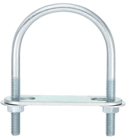 QUARKZMAN Pernos en U Redondos M6, Ancho Interior de 50mm, Longitud de 80mm Perno de Abrazadera en U con Tuercas y Placas, de Acero al Carbono para Reparación Tuberías y Industriale