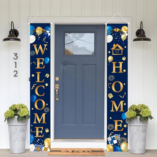 posionks 30 x 180 cm Welcome Home Door Banner Decoración Bienvenida Hogar Banner Tejido de Poliéster Bienvenida Back Decoración con Cordón Welcome Home Decoración Banner para la Decoración de Fiesta