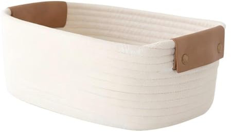 Aufbewahrungskorb Bad, Aufbewahrungskorb Geflochten, Aufbewahrungskörbe Bad Kinderzimmer, Körbe für Regalkorb Klein Aufbewahrungskorb Baumwolle Organizer Wohnzimmer (Beige, 28 * 22 * 11cm)
