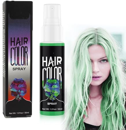 Temporary Crazy Green Hair Color Spray - Instant Washable Dye for Halloween, Cosplay, Easy to Color, 30ml