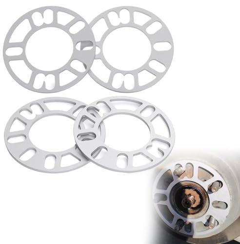4 Pezzi Distanziali per Cerchi Universali, Distanziali Ruota Auto in Alluminio, Distanziale Ruota, Piastra Distanziale Ruote Auto, Impedendo Pneumatici Sfregamento (5mm)