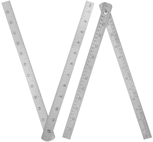 Tellegloww 2 Pcs Steel Ruler 3/4 in x 2 ft Folding-Rule Measuring Tool for Machinist Tinner Circumference Measurement Metalworking Industrial Drawing Engineering