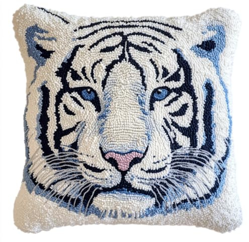 AMBATTERY Kit de gancho de cierre de almohada, Tigre animal kit de cojines de pestillo,bordado para adultos de gancho y pestillo,decoración Soafa,43x43cm