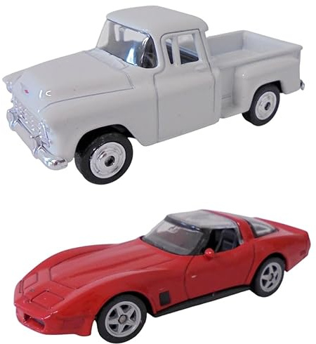 OPO 10 - Set di 2 Auto in Miniatura compatibili con Chevrolet Corvette e Stepside, Scala 1:64, 3 Pollici (7,5 cm) Welly LSUP1