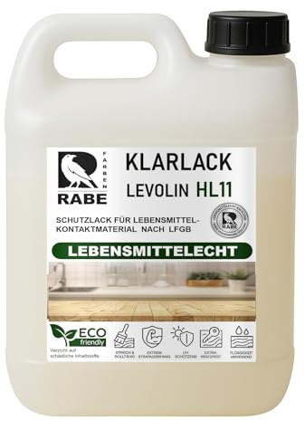 RABE Klarlack Levolin HL11 Matt Lebensmittelecht LFGB + 1935/2004 Versiegelung Möbellack Holz (1, Transparent, 2,5 Liter)