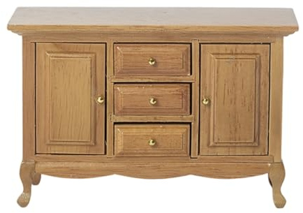 1/12 Scale Handmade Wooden Bedside Table with Functional Drawer, Realistic Doll House Furniture for Living Room Displays Doll House Bedside Table
