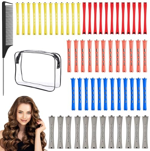 ikBrtaiay 60 bigodini per capelli corti, 5 colori, bigodini permanenti, arricciacapelli per capelli lunghi e medi