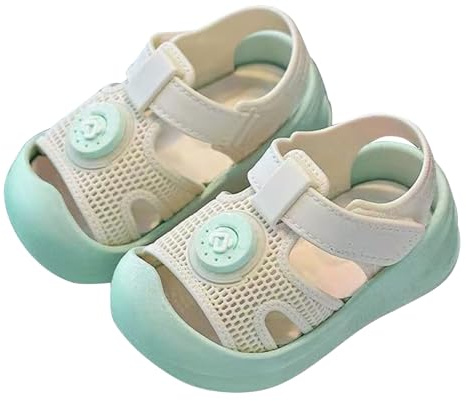 Chaussures pour bébé - Taille 19 - Sandales pour fille - Chaussures d'apprentissage de la marche 20 - Sandales d'été pour bébé - Fermeture à lacets - Semelle flexible - Sandales fermées confortables