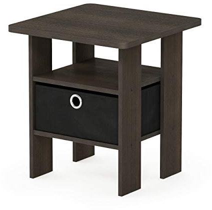 Furinno Andrey Mesa Auxiliar, Madera, Marrón Oscuro/Negro, Talla única