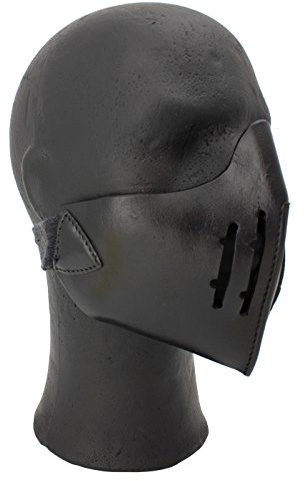Epic Armoury Mempo Samurai Halbmaske aus Leder LARP Mittelalter Ritter Wikinger (Schwarz)