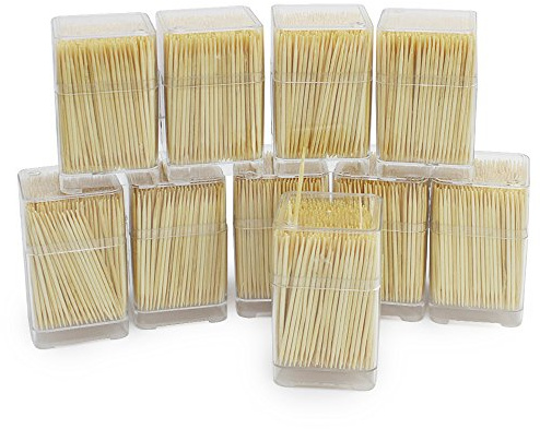 com-four® Palillos de Madera 4500x - Palillos de Dientes para Uso Diario - Palillos de Dientes en una Caja dispensadora Cuadrada - Palillos de Madera - 6,3 cm (4500 Piezas - Set 5)