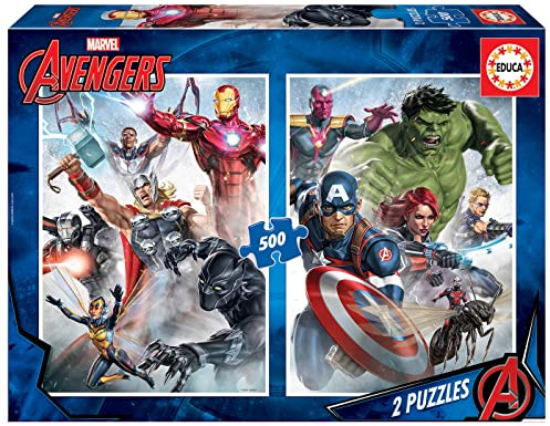 Educa - 2 Puzzles da 500 pezzi ciascuno per adulti e bambini | Marvel Mania | Misura: 34 x 48 cm | Da 11 anni (17994)