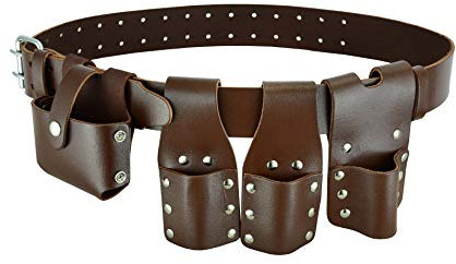 Scaffolding Leather Tools Belt Brown Leather Full Tools Pockets Pouches Level Tape Holder