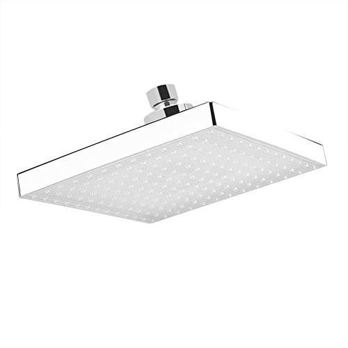 Quadratischer LED-Duschkopf, 8 Zoll LED-Regendusche Top Sprühduschkopf mit 7 Farben gemischt und Temperatur Control für Badezimmer