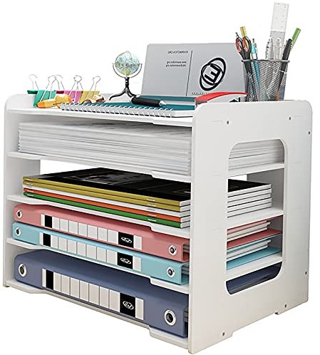 Hggzeg Briefablage-Organizer, Büro-Schreibtisch, ordentliches Aufbewahrungsregal, Dokumentenhalter, A4-Papier-Ablagefächer für Zuhause, Büro, Schule, 5 Etagen