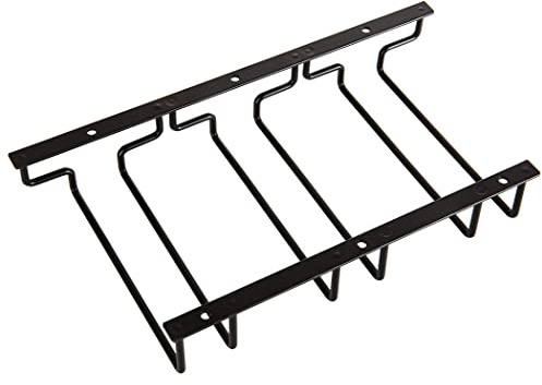 Dianoo Estante para copas de vino negro de 18 cm, soporte para copas de vino debajo del gabinete, estante colgante para barra de cocina, 3 filas