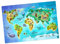 Tischset | Platzset abwaschbar – Weltkarte in deutsch mit vielen Tieren – 44 x 30 cm – aus hochwertigem Vinyl