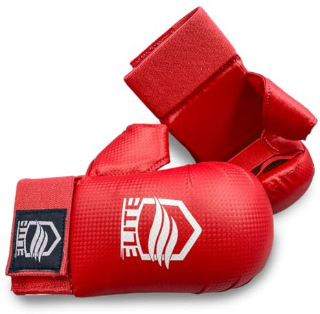 Elite Combat Gear - Sparing Karate Gloves with Thumb Protection (Red & Blue) (Red, XS)