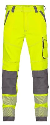 DASSY® Aruba Stretch-Warnschutzbundhose mit Kniepolstertaschen - maat 58 - NEONGELB/ZEMENTGRAU