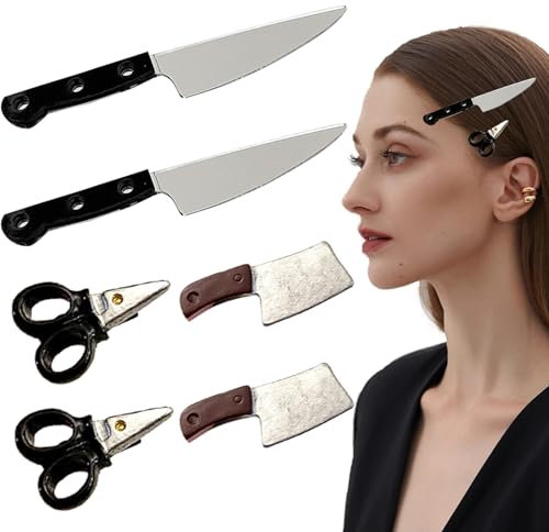 KuuGuu Lot de 6 mini pinces à cheveux créatives, punk, hip-hop, vaisselle en acrylique, pinces à cheveux en forme de bec de canard, barrettes mignonnes pour fête d'Halloween, accessoires de cheveux