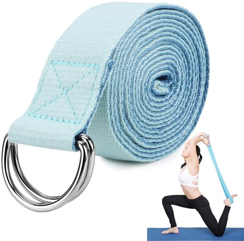 Yogagurt aus Baumwolle Praktisches Yogagurt Yoga-Zubehör für Dehnen und Fitness Yoga Gurt mit Verschluss aus Metall für Anfänger und Fortgeschrittene 250 x 4cm