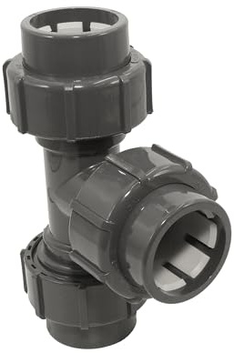 HAF® PVC Flexfit klämskruvanslutning T-stycke med 3 x 50 mm klämkoppling | Klämma x klämma x klämma | Klämkontakt av PVC-U för anslutning av flexslang – kvalitet: Tillverkad i Europa